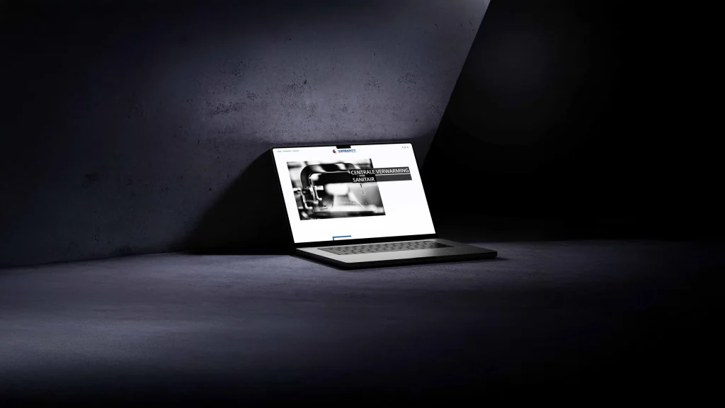 Homepage van de Versanty-website op een laptop